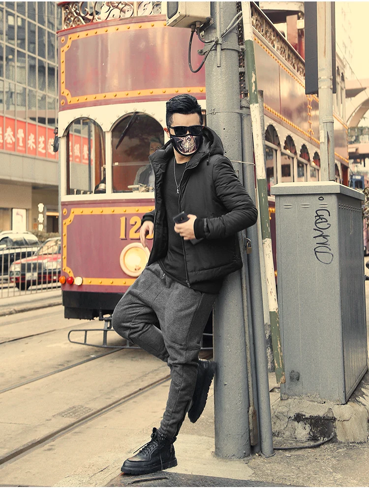 Мужские брюки на молнии черные утолщенные тонкие повседневные штаны шаровары с