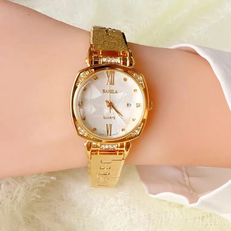 

24K gold brass not fade new design fashion retro women's watch Japanese luxury square small dial watch thin strap quartz watch