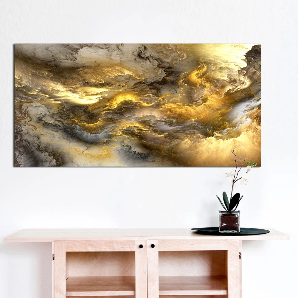 

WANGART Large Size Wall Art Prints Cloud Abstract Colorful Oil Painting Decor Light Brown for Living Room Wall Picture no frame