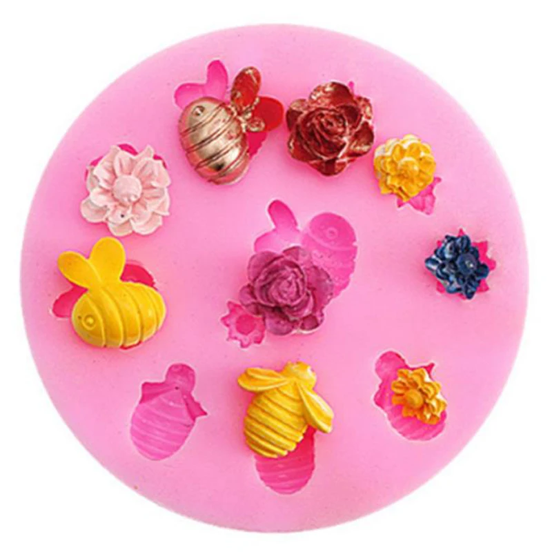 

Bee Flower Shape Silicone Mold DIY Epoxy Resin Cake Baking Decoration Pudding Fudge Chocolate Bee Jewelry Silicone Mold