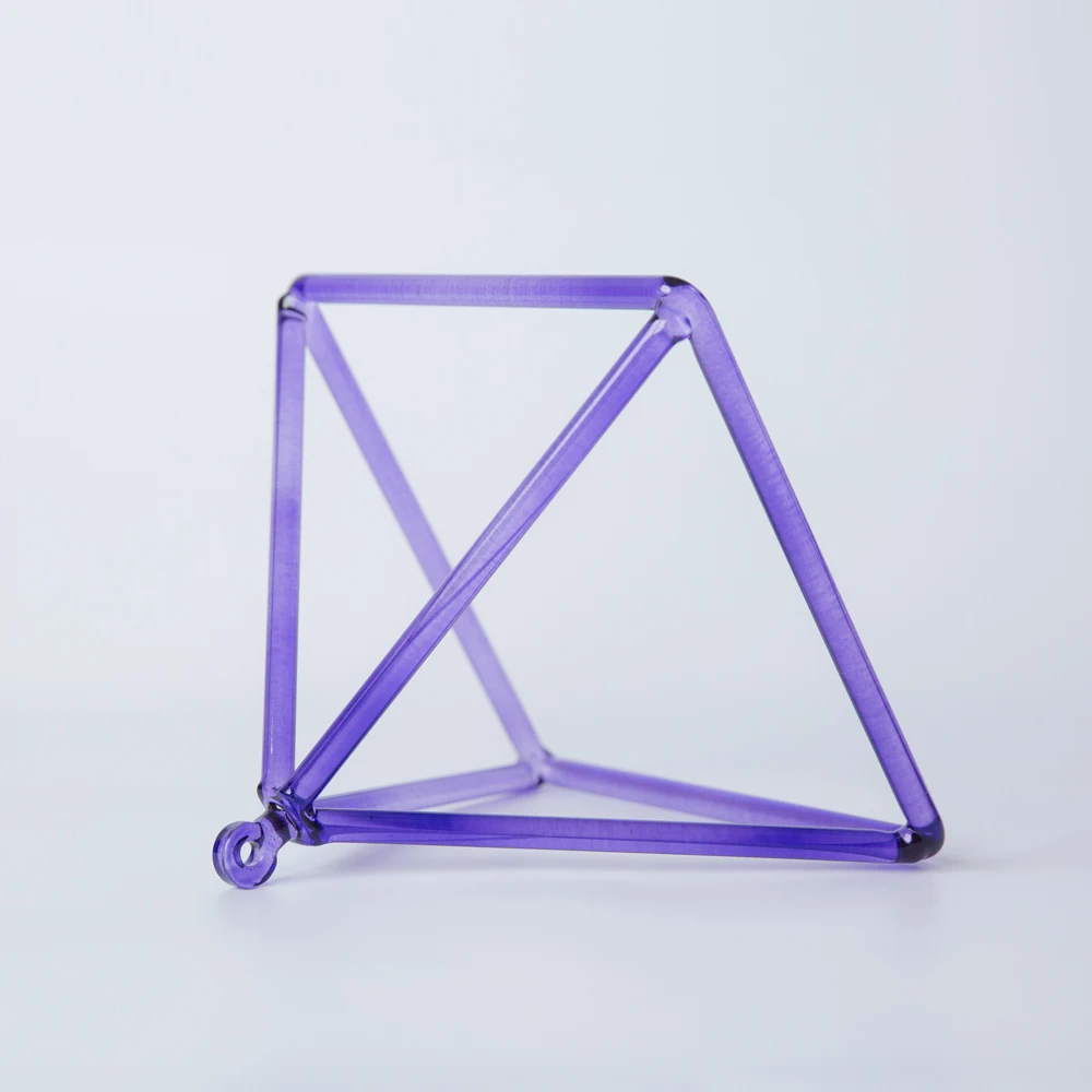 8 inches Purple Color Crystal Singing Pyramid for Healing Energy with String | Bells &amp Chimes