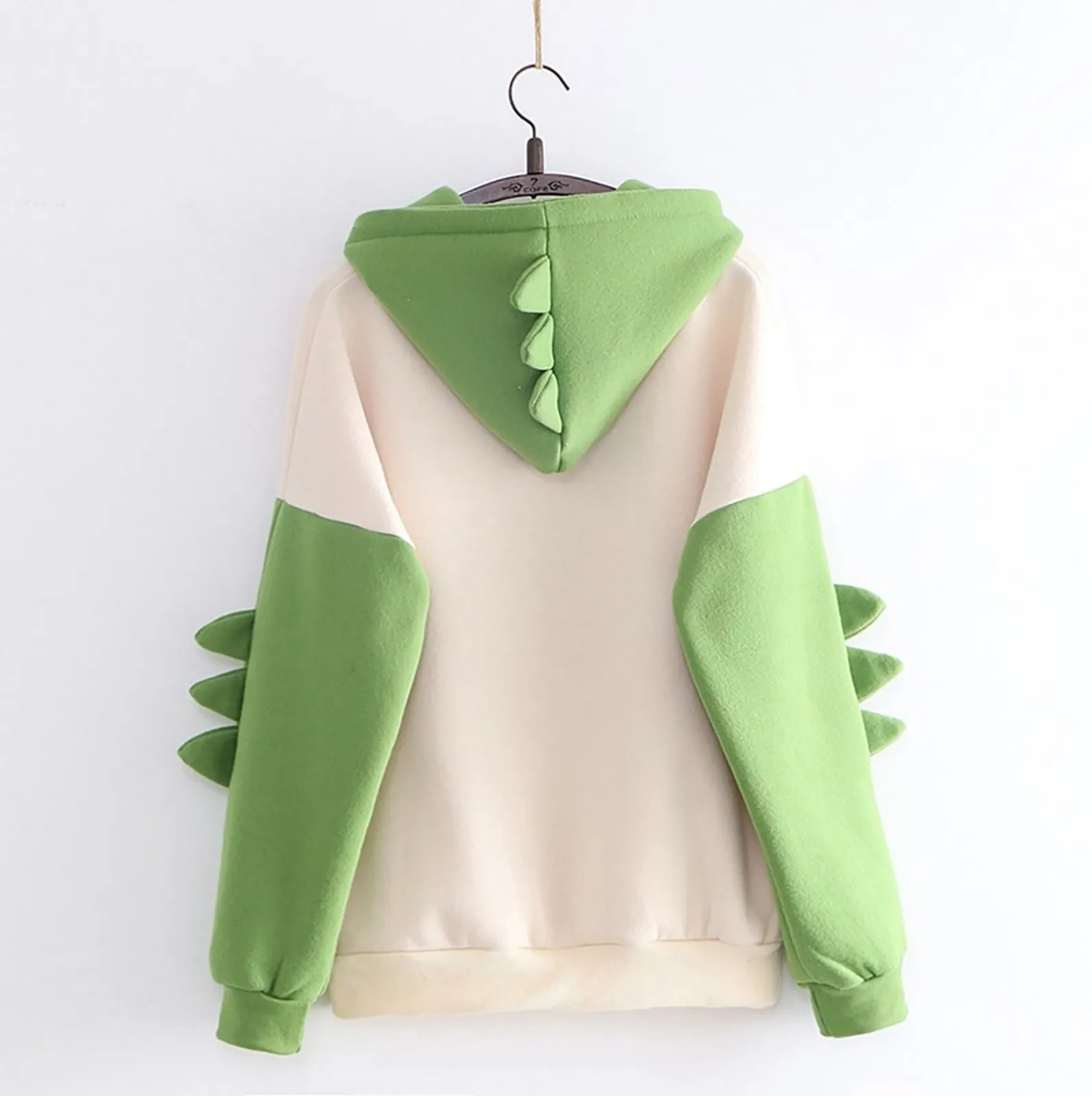 Oversized Hoodies Women Cute Cartoon Dinosaur Sweatshirt Girl Casual Loose Long Sleeve Splice Hooded Top Femme Harajuku Pullover