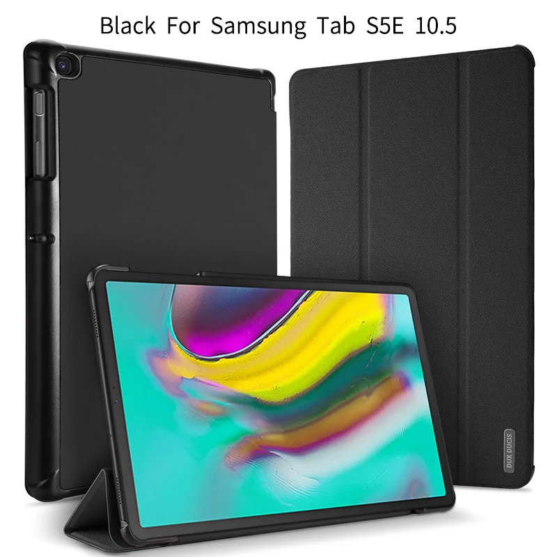 Black-For Tab S5E Флип-чехол для samsung TAB S4 10,5 SM-T830 SM-T835 S6 S5E 10,5 SPen держатель слот защитная Подставка Авто спящий чехол планшет сумка - Цвет: Black-For Tab S5E