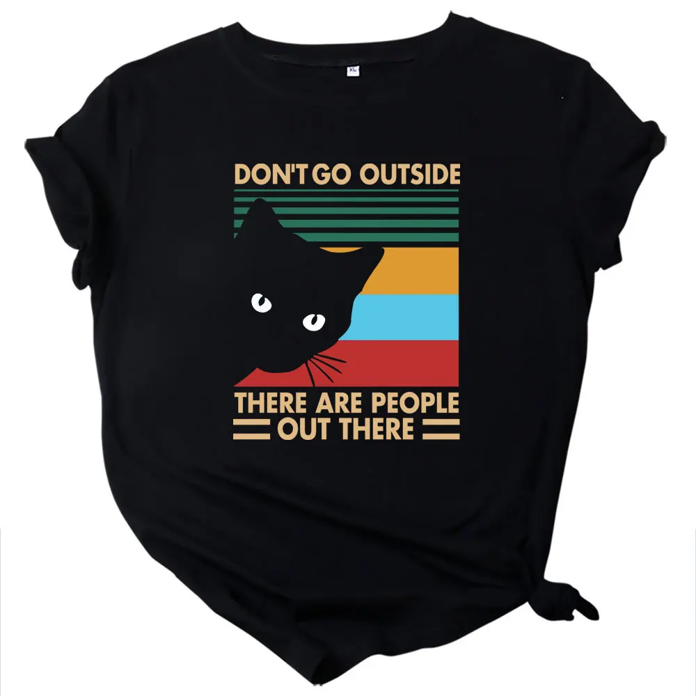 

Women Cotton T Shirt Vintage Kitten Cat Graphic Tees Short Sleeve Harajuku 5XL Plus Size T-Shirts Summer Plus Size Tops