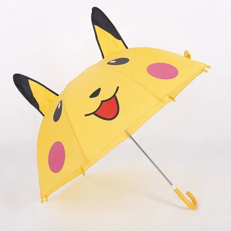 Зонт с милой прямой ручкой, детский подарок на заказ, Pokemon go Pikachu, детский желтый складной длинный зонтик