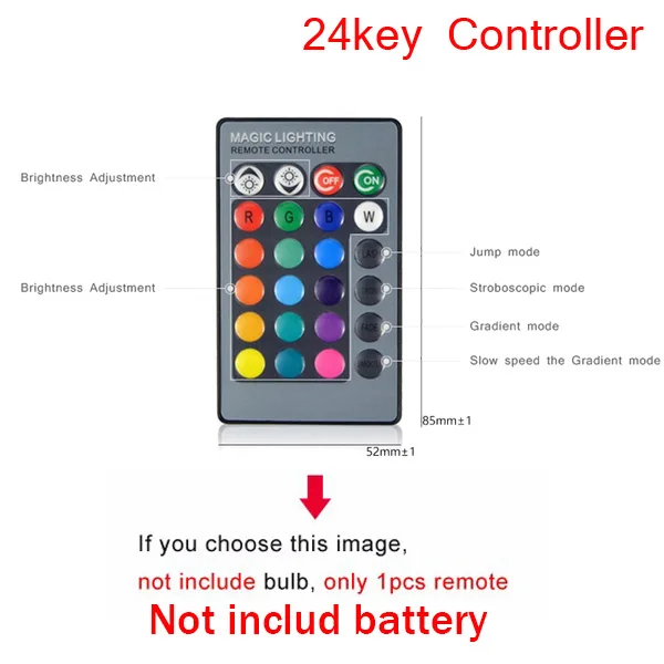 24KEY Controller 1PCS E14 E27 RGB LED Bulb Lights 5W RGB Lampada GU10 Changeable Colorful RGBW LED Lamp+ 24KEY IR Remote Control - Испускаемый цвет: 24KEY Controller