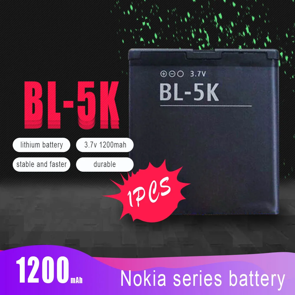 1 шт. 3 7 V 1200mAh BL-5K BL5K перезаряжаемая литиевая батарея для Nokia N85 N86 8MP N87 2610S 701 Oro X7 C7-00