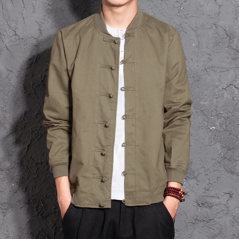 

Mens Traditional Chinese Clothing Spring Autumn Solid Tang Suit Men Kung Fu Tai Chi Master Costume Male Bomber Jackets