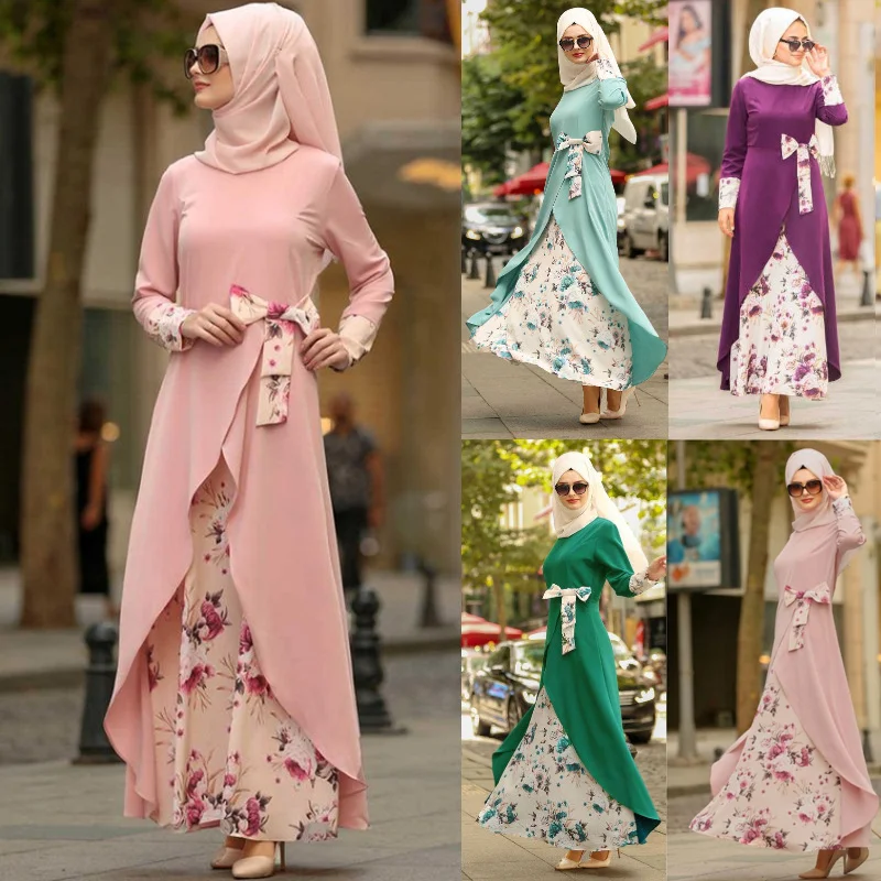 Платье с принтом размера плюс женское мусульманское длинное платье в этническом