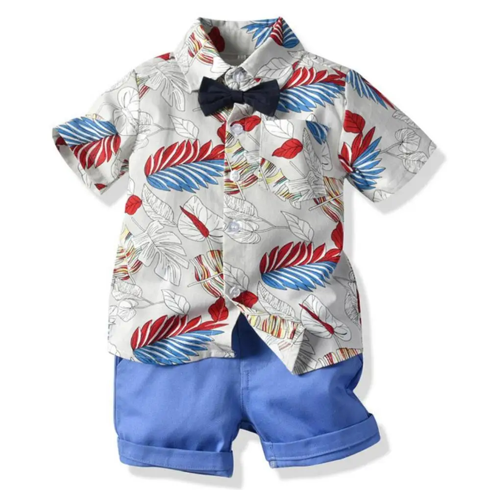 Brand Fashion Baby Boys Clothing Set Summer Bow Tie Shirt 2pcs Sport Suit Toddler Kids Boy's Clothes Beach Casual Tracksuit |