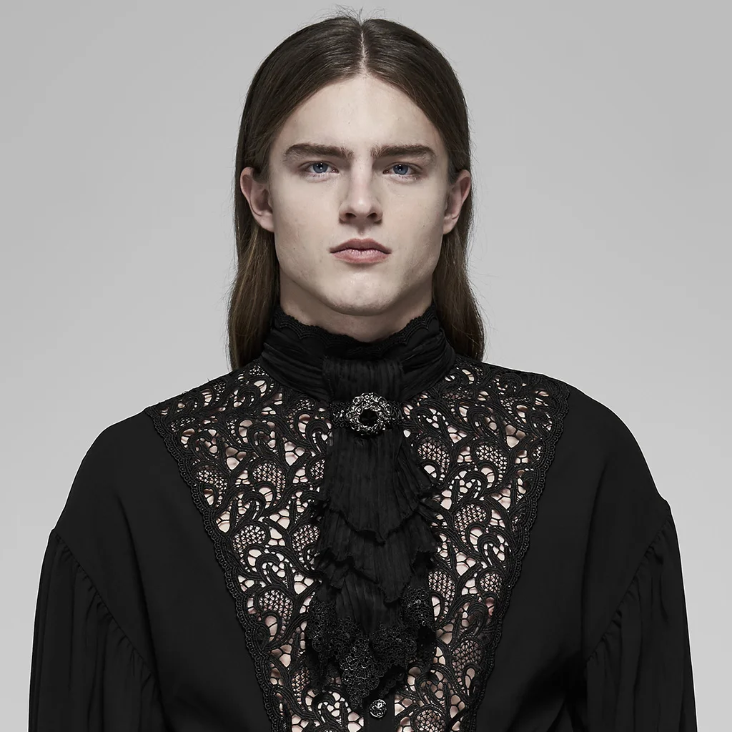 Мужской черный кружевной шарф в стиле панк Rococo элегантные вечерние аксессуары
