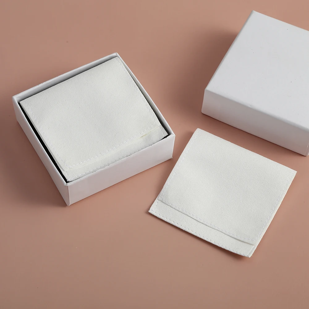 White Microfiber Velvet Bag Small Jewelry Pouches Presents Bags for Earrings Necklace Christmas Wedding Favor Pouch Gift Package