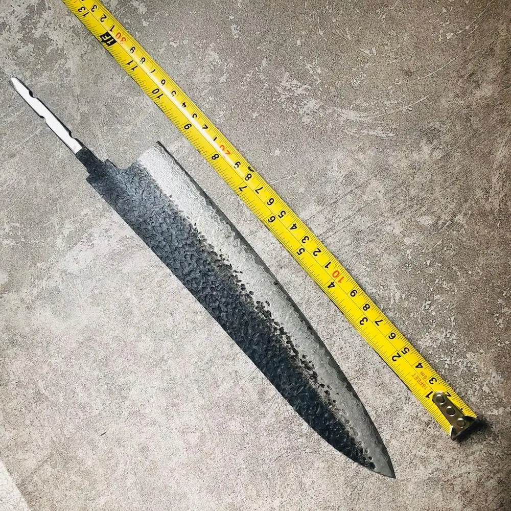 Поварской нож японский из дамасской стали лезвие без рисунка сделай сам для