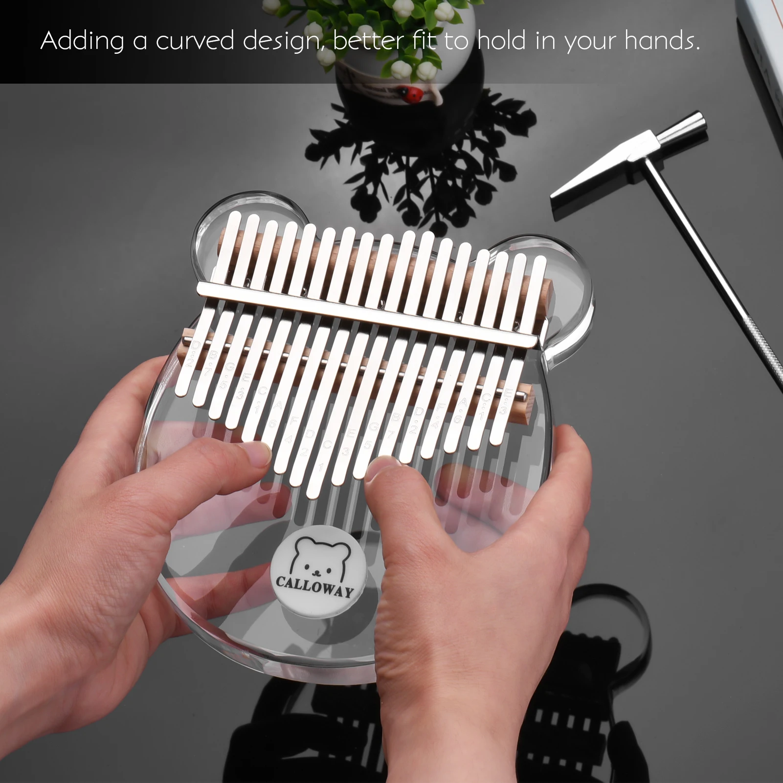 

Portable 17-Key Transparent Acrylic Kalimba C Tone Crystal Clear Thumb Piano Finger Piano Built-in Colored Lighting Module