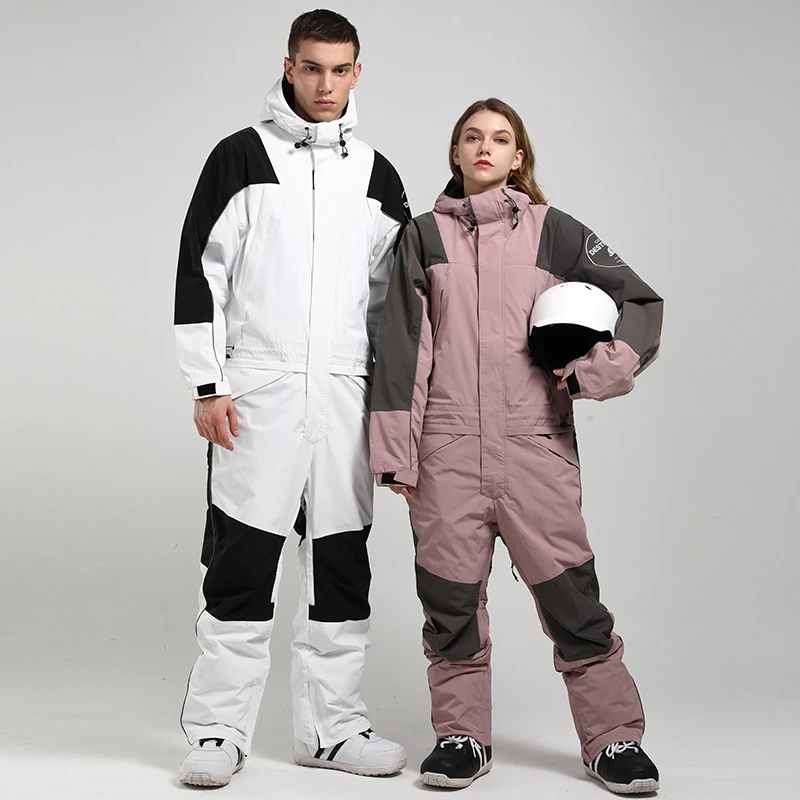

Men Women Ski Jumpsuit Ski Suit Windproof Waterproof Skiing Snowboarding Suit 2021 Winter Warm Male Female Ski Jacket + Pants