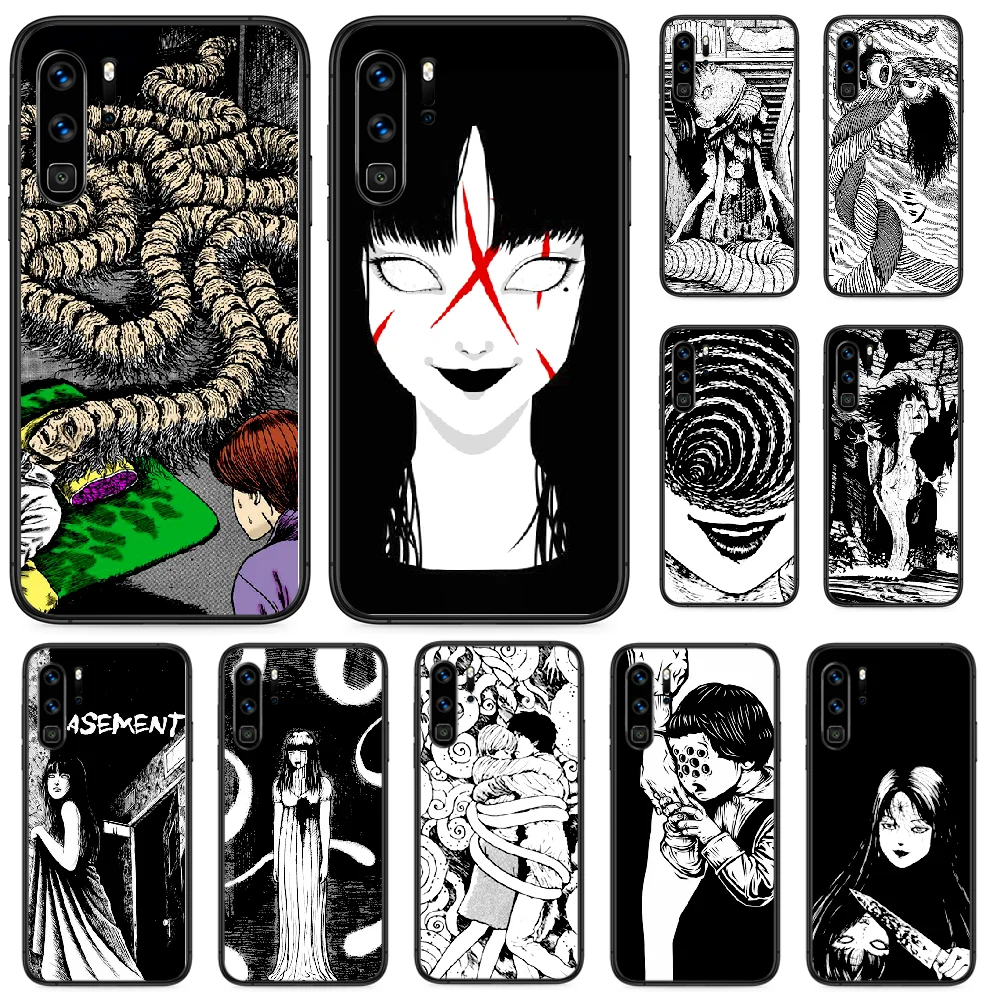 

Horror Thriller Anime Junji Ito Phone case For Huawei P Mate Smart 10 20 30 40 Lite Z 2019 Pro black cover 3D funda silicone