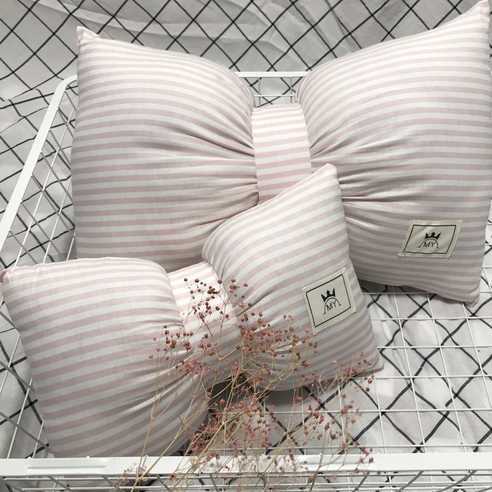 Подушка Ins в клетку с бантом и лотосом для девочек милая хлопковая декоративная