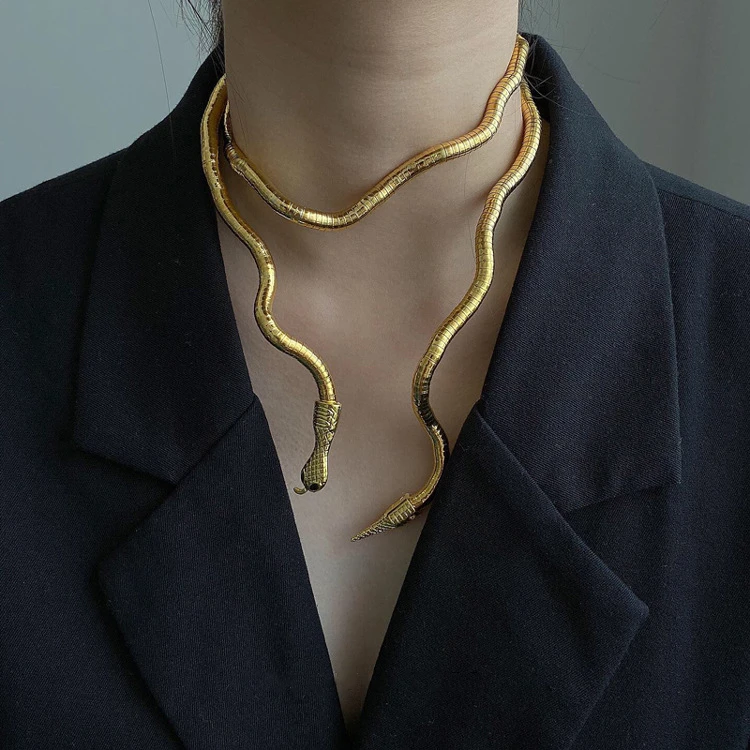 Bilandi Trendy Jewelry Snake Necklace Hot Selling Personality Design Golden Silvery Plating Soft Metal For Women Gift | Украшения и