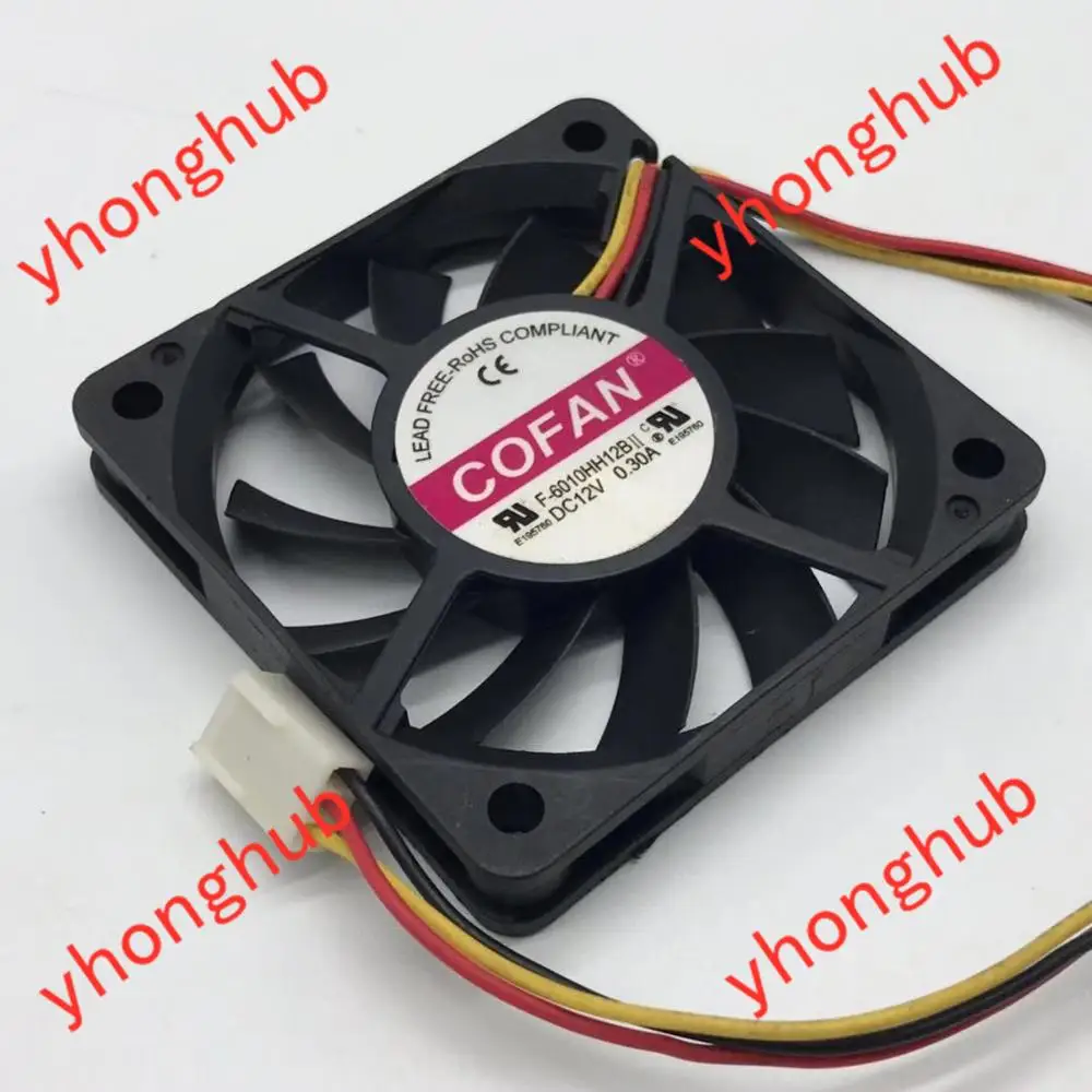 COFAN F 6010HH12B DC 12V 0.30A 60x60x10 мм 3 Провода Сервер вентилятор охлаждения|Кулеры и системы