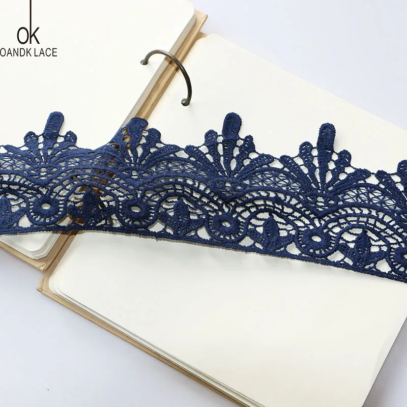 2 размера ширина 10 см темно синее кружево чистый хлопок ажурная ткань сделай сам