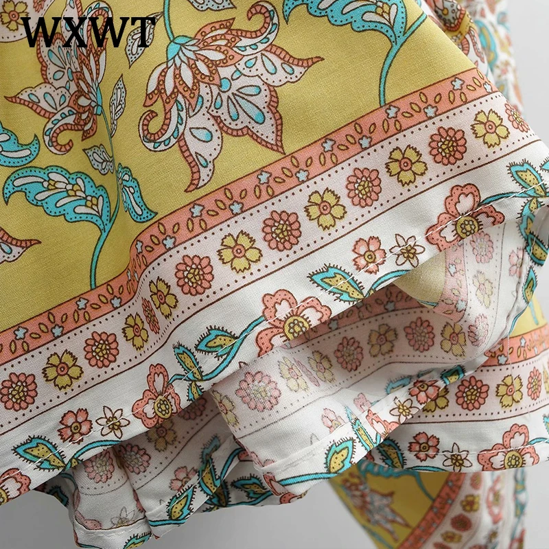 

WXWT 2021 Summer Women Water Pressure Vintage Mid Dress Short Sleeve Ladies Temperament Dress Vestidos z1324