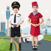 kids halloween carnival party air force pilot cosplay costumes boys birthday gift girls flight attendant dress military uniform