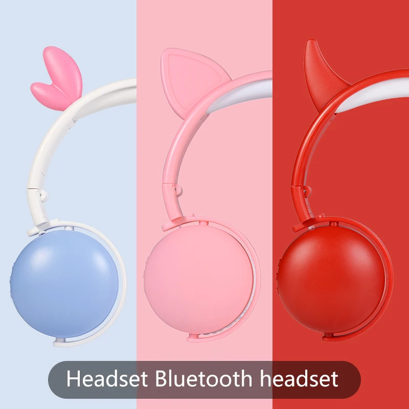 Беспроводные наушники с Bluetooth складные кошачьими ушками игровые для ноутбука