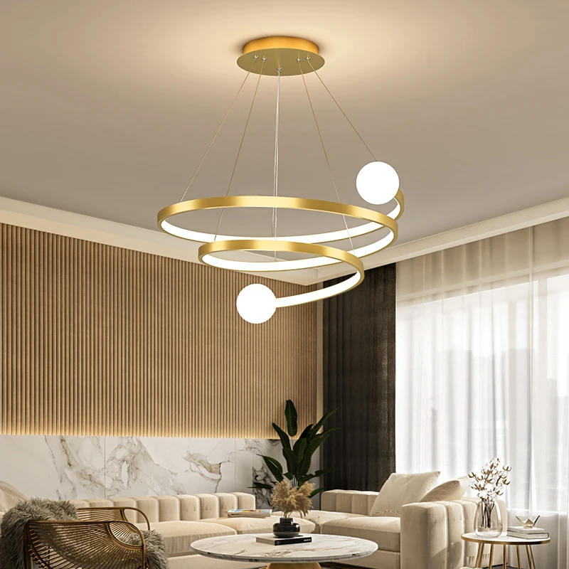 

Modern led Chandelier For Living Room Dining Room Kitchen office Circle Rings Acrylic Aluminum Body Pendant Chandelier Fixtures