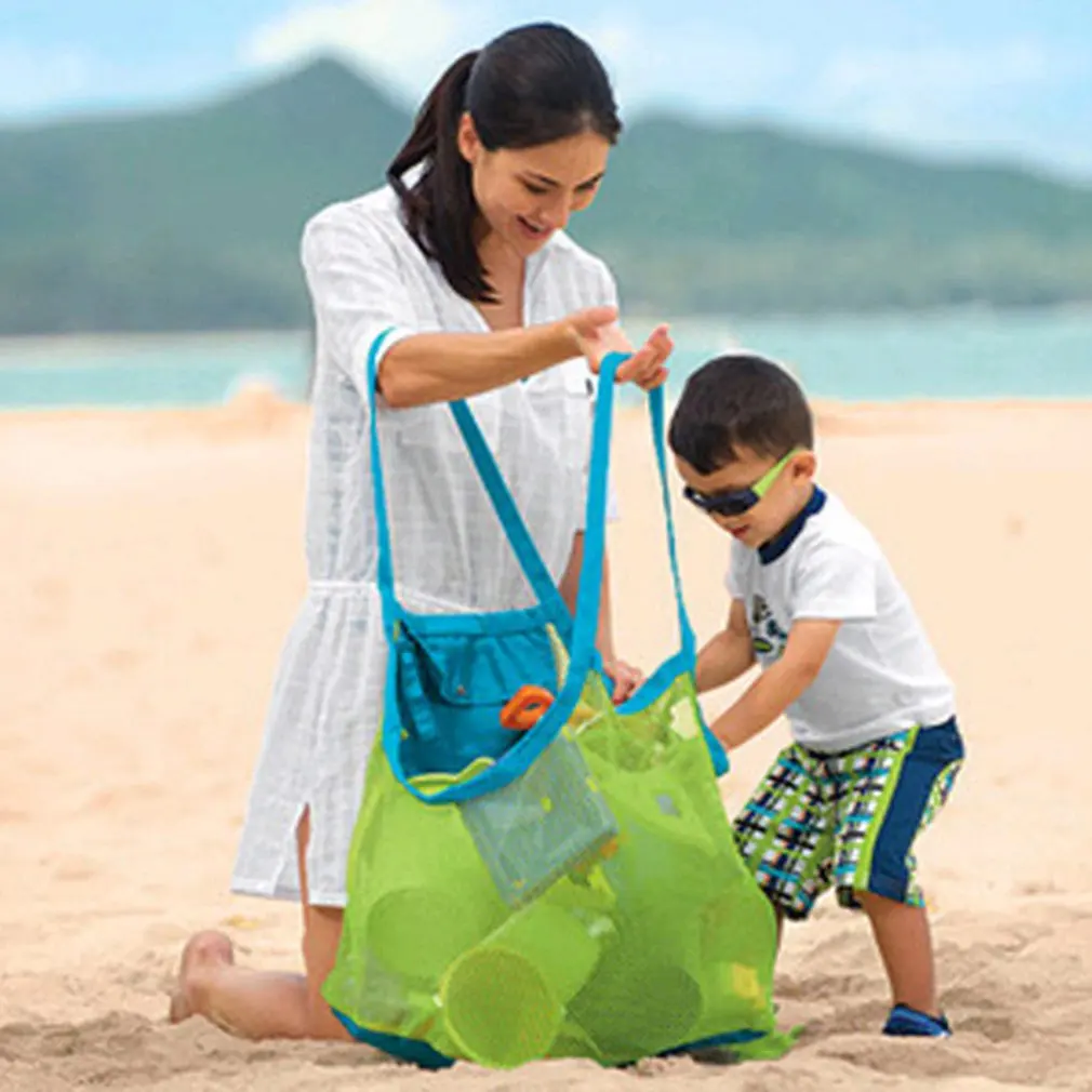 

Kids Baby Toys Beach Bag Large Mesh Storage Bags Toy Beach Sand dredging Tool Children Shoulder Storage Bag Women shopping bag