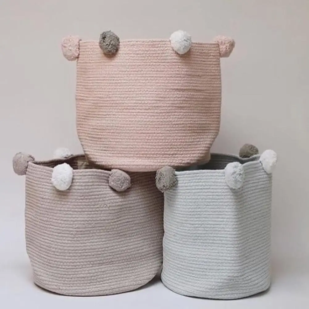 

Cotton Solid Color Laundry Bucket Dirty Clothes Storage Basket Children Plush Toy Storage Basket 37x32cm Home Organizer