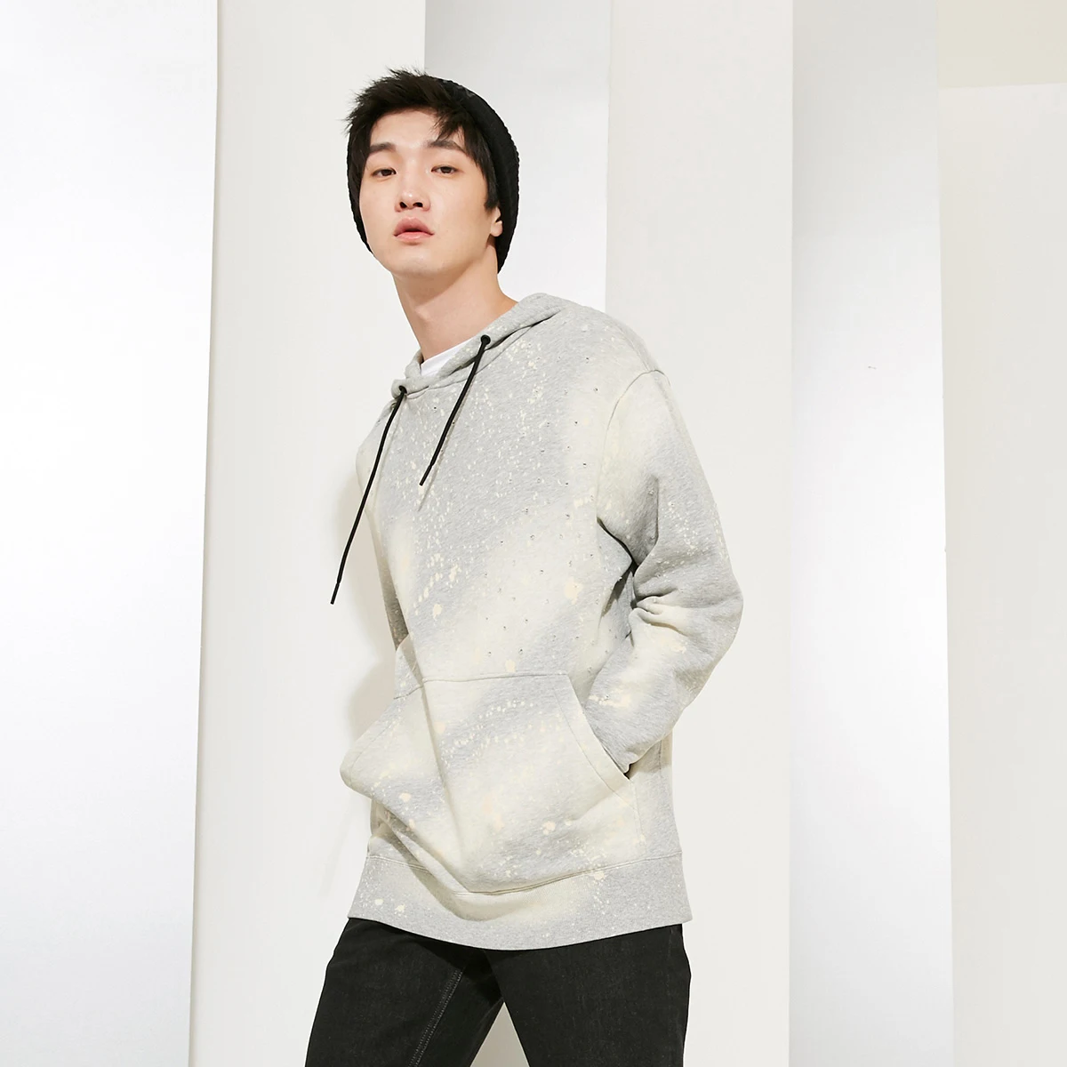 JackJones мужские осенние и зимние Сломанные Отверстия с длинными рукавами флисовые толстовки Толстовка | 218333523 - Цвет: Light Grey Melange