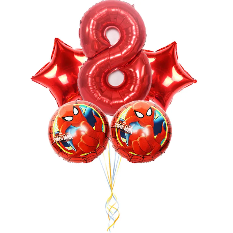 5pcs red spider 8 5 шт. воздушные шары из фольги Человека-паука с гелием 3" шар с номером Гелиевый шар мультяшный герой детские игрушки Воздушные шары Декорации дня рождения Globos - Цвет: 5pcs red spider 8