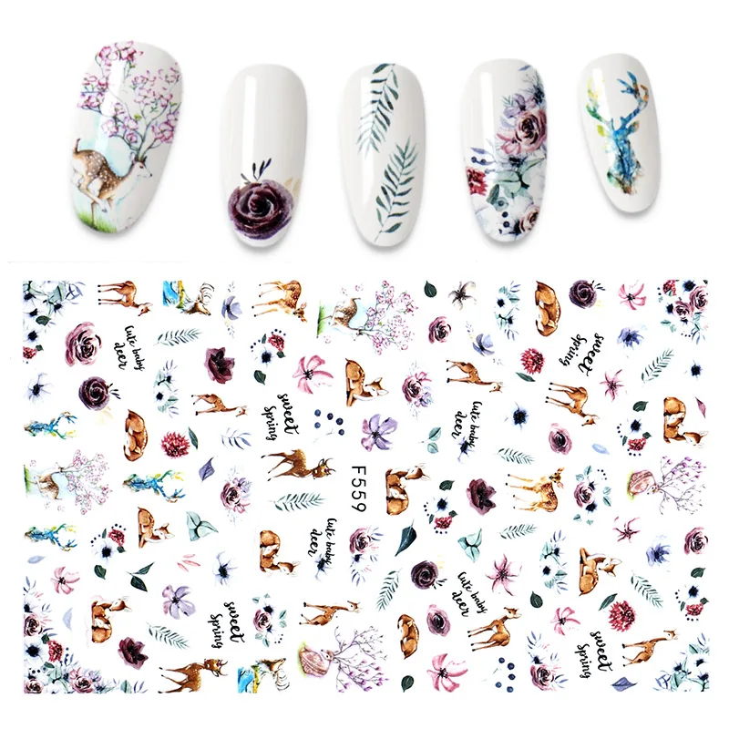 

3D Nail Sticker Flower Flamingo Summer Style Designs Nail Art Decorations Stickers For Nails
