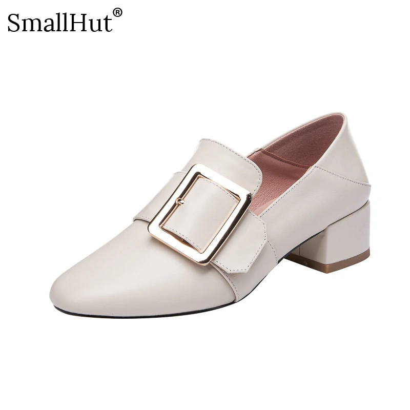 Туфли-лодочки из натуральной коровьей кожи женские туфли на среднем каблуке