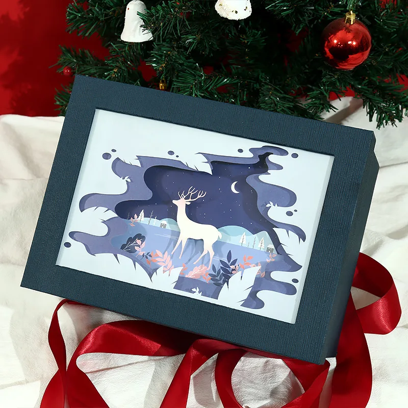 Caja de regalo de Navidad y A&ntilde;o Nuevo, caja vac&iacute;a de embalaje de cumplea&ntilde;os, exquisita caja de embalaje grande de viento-2