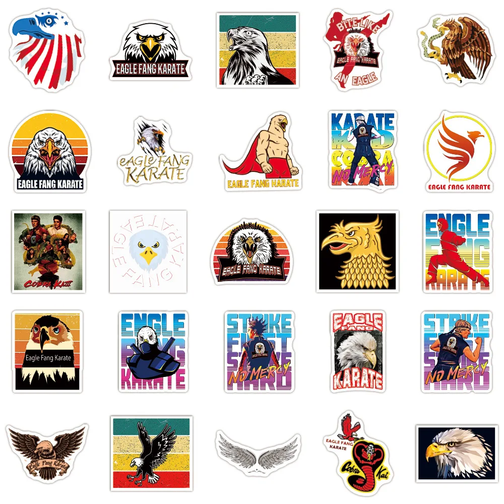 

50PCS Eagle Tooth Karate Graffiti Stickers DIY Luggage Car Cup Computer Waterproof Animal Stickers Toys