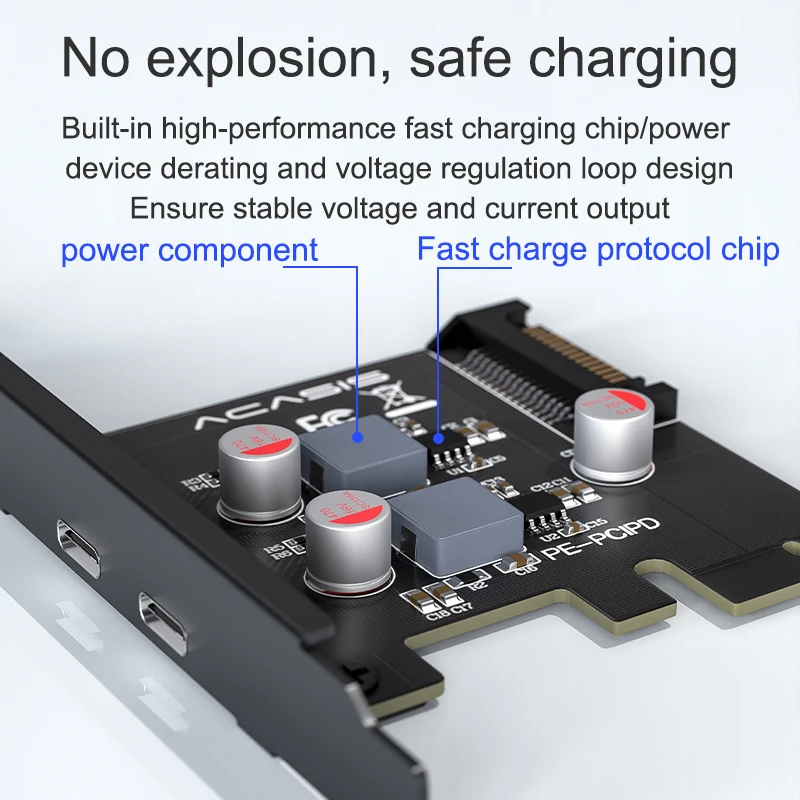 ACASIS два порта 20 Вт PCIE PD адаптер карта Type-C быстрая зарядка протокол расширения для