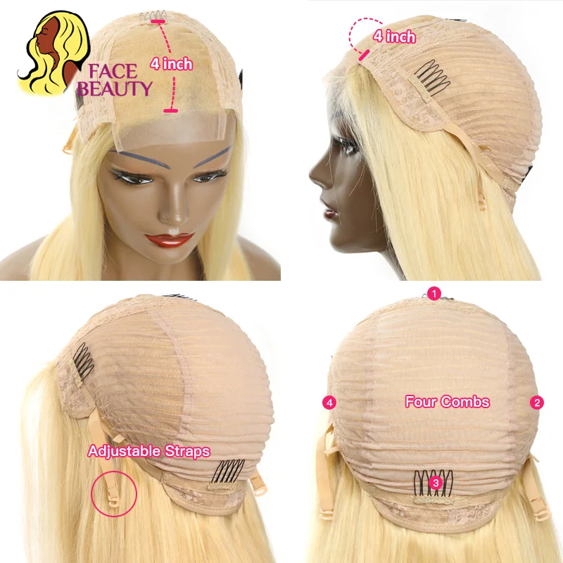 Facebeauty русский 1B 613 светлый прямой короткий Боб человеческие волосы половина