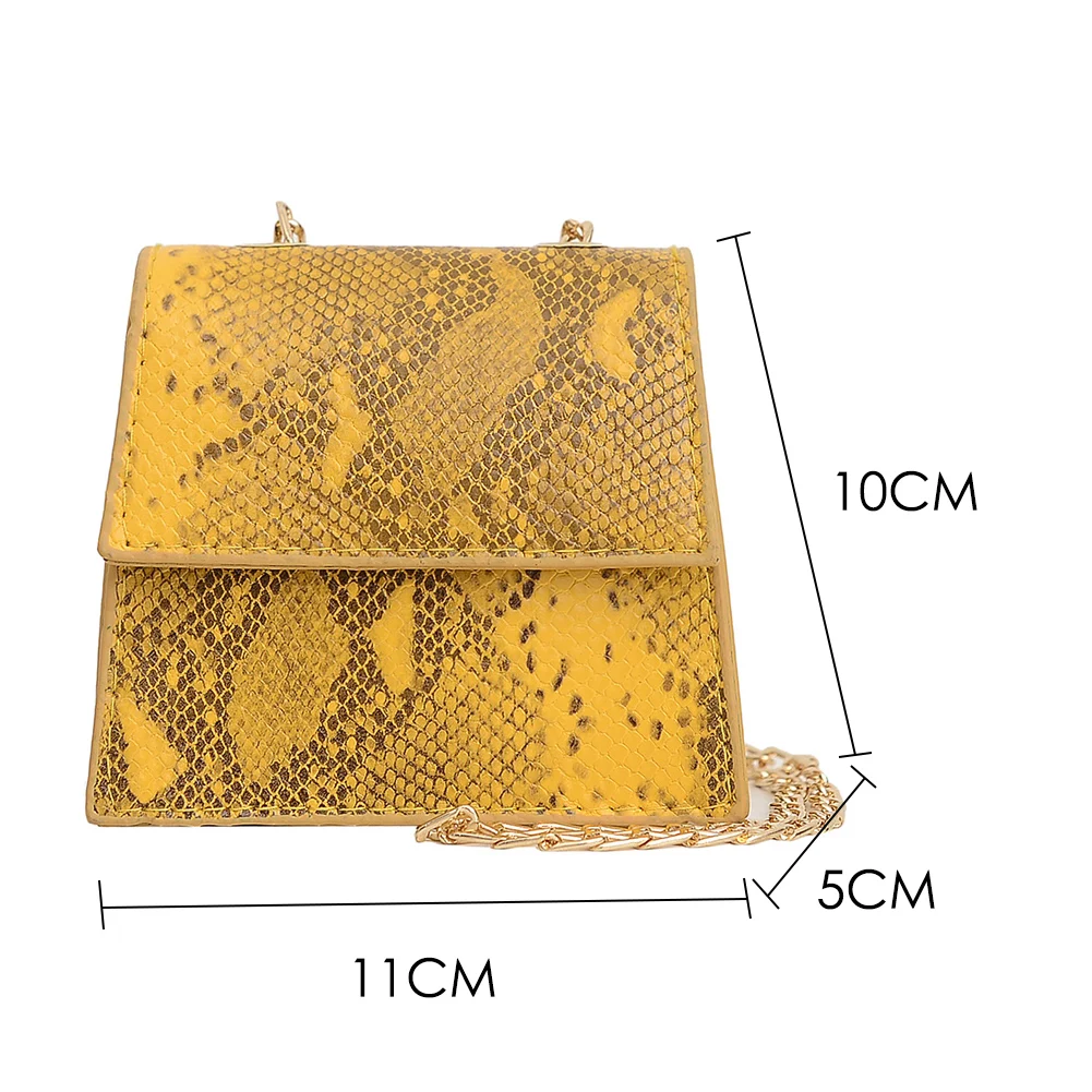 

Fashion Serpentine Women Shoulder Bag Retro PU Leather Snake Print Chain Mini Purse Female Small Messenger Crossbody Handbag
