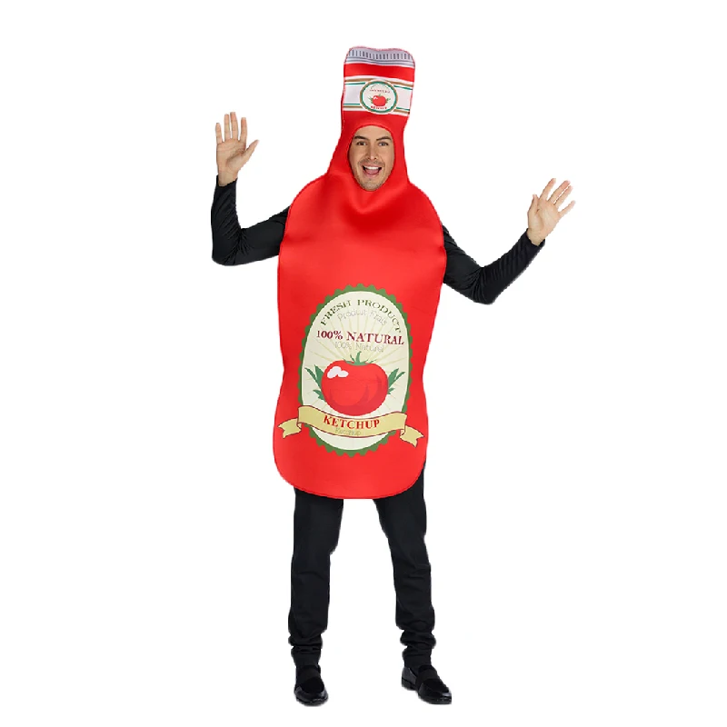 Мужские вечерние костюмы на Хэллоуин забавные Косплей Красный томатный кетчуп
