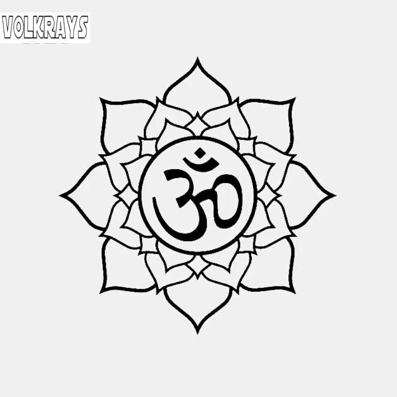 

Volkrays Personality Car Sticker Om Symbol on Lotus Buddhism Accessories Reflective Vinyl Decal Black/Silver,13cm*13cm