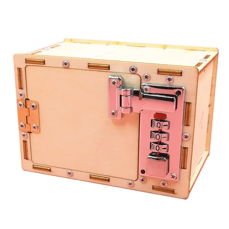 1Pcs Creative Technology Wooden Gizmo DIY Mechanical Lock Home Storage Box Password Box Student Educational Equipment Toy