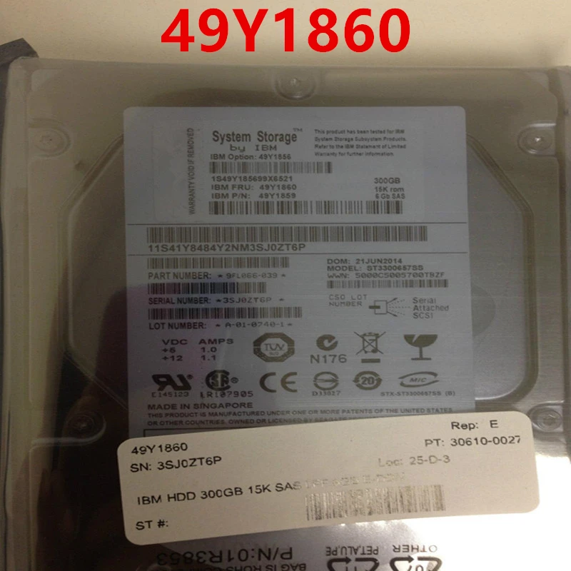 

Оригинальный Новый HDD для IBM DS3512 300 ГБ 3,5 "SAS 6 ГБ/сек. 32 Мб 15K для внутреннего жесткого диска для сервера HDD для 49Y1860 49Y1856 49Y1859