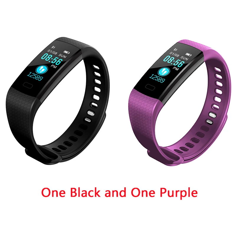 Black and Purple Diggro DB07 смартбраслет фитнес-трекер мониторинг сердечного ритма Bluetooth соединение IP67 для iOS и Android - Цвет: Black and Purple