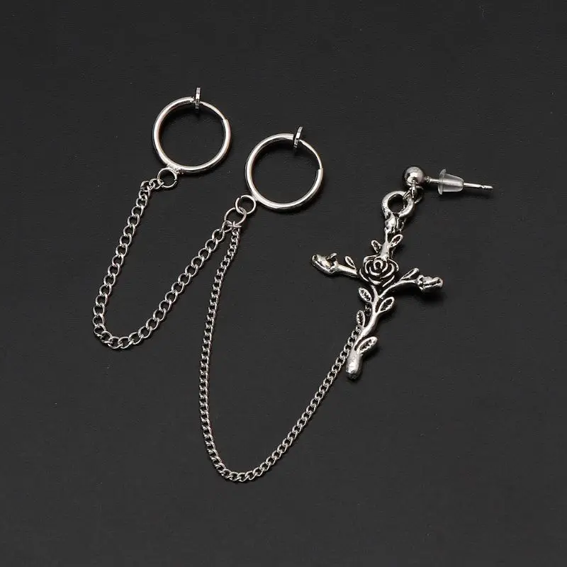 Двойная кисточка цепь Угловое перо подвеска клипса на Капли серьги Модные