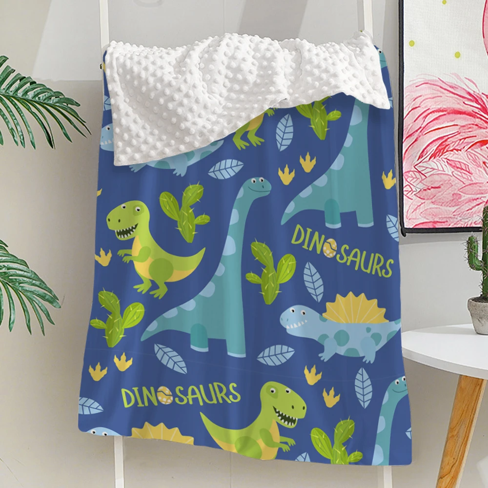 

Silstar Tex Fleece Baby Blanket Blue Dinosaur Green Boy Flannel Blanket Baby Super Soft Receiving Blankets Newborn Baby