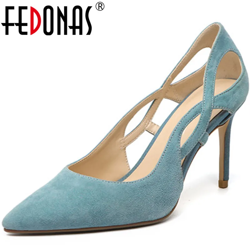 Женские свадебные туфли лодочки FEDONAS тонкие каблуки с острым носком на лето и