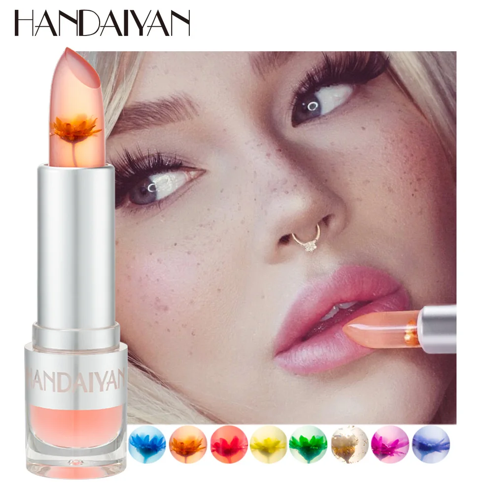 

HANDAIYAN Moisturizer Lip Gloss Transparent Jelly Flower Lipstick Temperature Color Change Waterproof Makeup Lip Balm Cosmetic