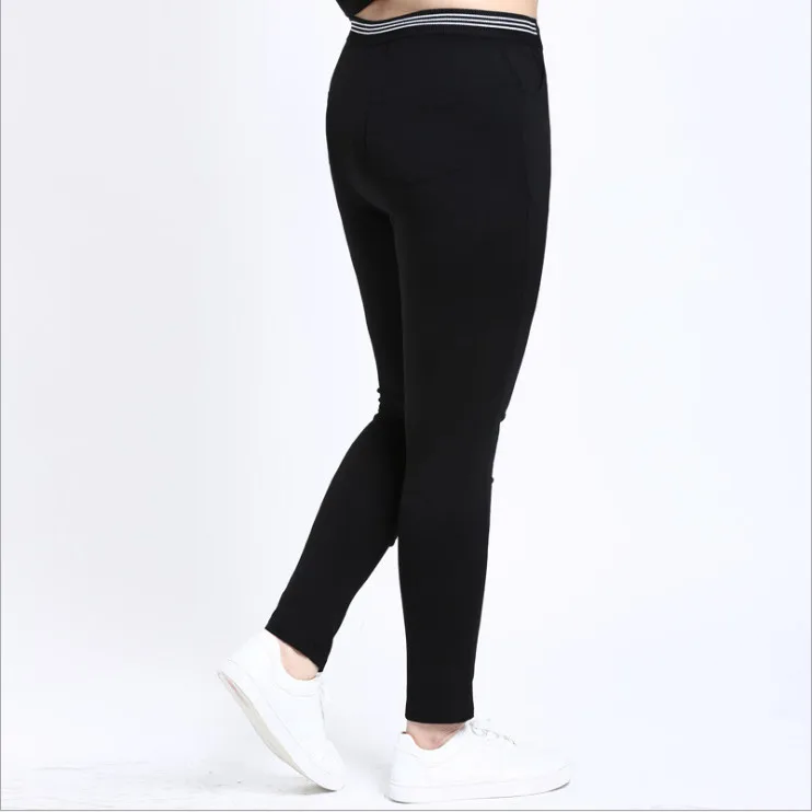 10XL плюс размер женские брюки 2019 новое поступление с высокой талией в полоску