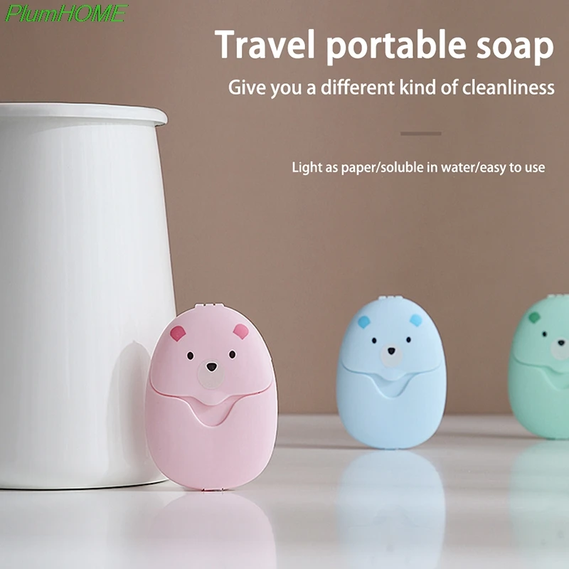 

50PCS/Box Mini Portable Soap Paper Scented Slice Foaming Boxed Disposable Soap Paper Outdoor Travel Bath Clean Soap Tablets